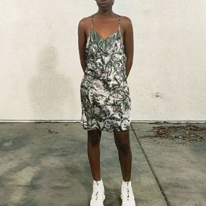 White Silk Floral Slip Mini Dress